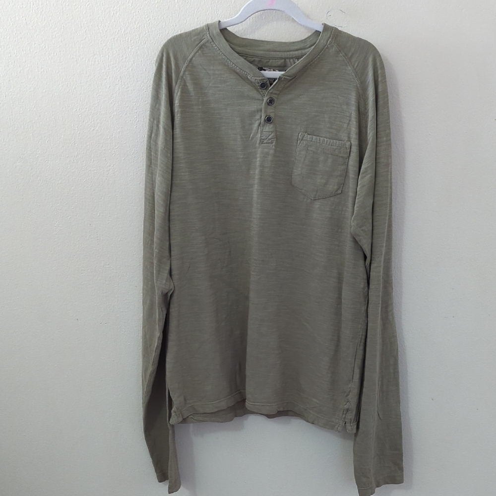 First Wave Henley Shirt Olive Green Long Sleeve 100% Cotton NEW Boys Size 14